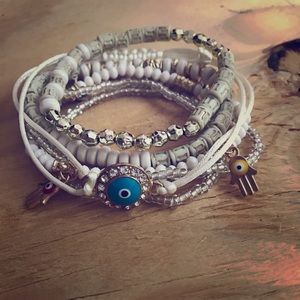 Palm and eye multi layer bracelet